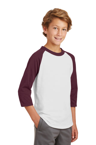 Sport-Tek Youth Colorblock Raglan Jersey (White/ Maroon)