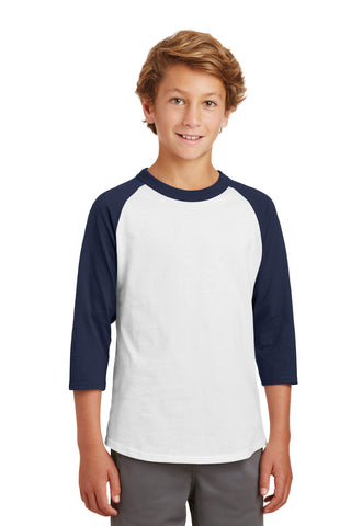 Sport-Tek Youth Colorblock Raglan Jersey (White/ Navy)