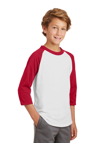 Sport-Tek Youth Colorblock Raglan Jersey (White/ Red)