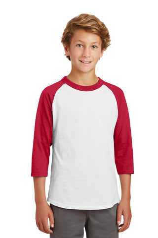 Sport-Tek Youth Colorblock Raglan Jersey (White/ Red)