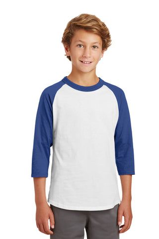 Sport-Tek Youth Colorblock Raglan Jersey (White/ Royal)