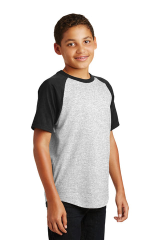 Sport-Tek Youth Short Sleeve Colorblock Raglan Jersey (Heather Grey/ Black)