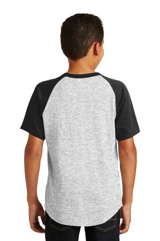 Sport-Tek Youth Short Sleeve Colorblock Raglan Jersey (Heather Grey/ Black)