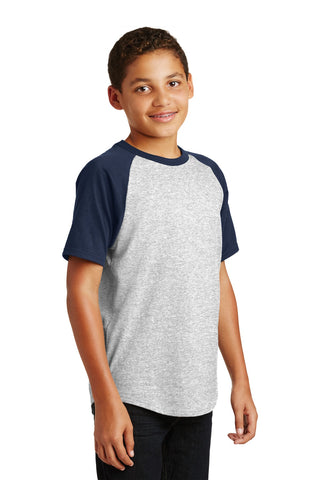 Sport-Tek Youth Short Sleeve Colorblock Raglan Jersey (Heather Grey/ Navy)