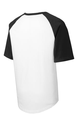 Sport-Tek Youth Short Sleeve Colorblock Raglan Jersey (White/ Black)