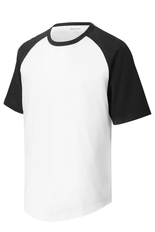 Sport-Tek Youth Short Sleeve Colorblock Raglan Jersey (White/ Black)