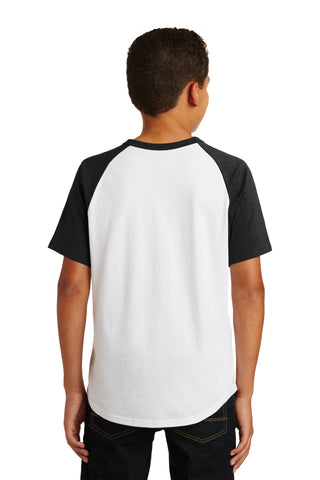 Sport-Tek Youth Short Sleeve Colorblock Raglan Jersey (White/ Black)