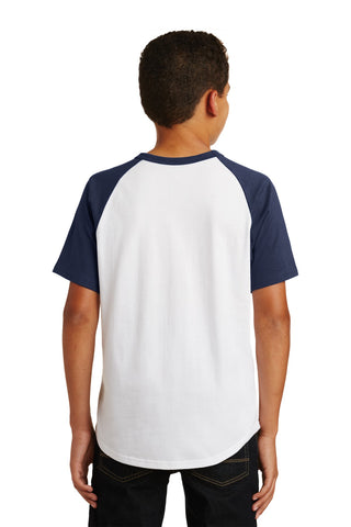 Sport-Tek Youth Short Sleeve Colorblock Raglan Jersey (White/ Navy)