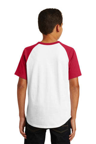 Sport-Tek Youth Short Sleeve Colorblock Raglan Jersey (White/ Red)