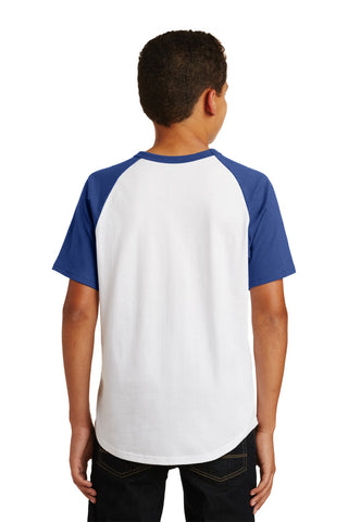 Sport-Tek Youth Short Sleeve Colorblock Raglan Jersey (White/ Royal)