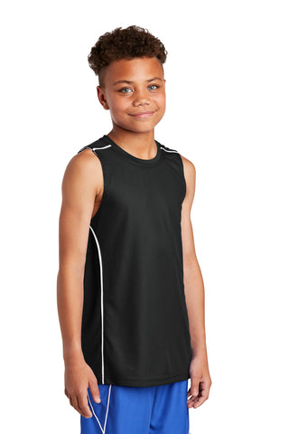 Sport-Tek Youth PosiCharge Mesh Reversible Sleeveless Tee (Black)