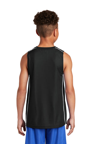 Sport-Tek Youth PosiCharge Mesh Reversible Sleeveless Tee (Black)