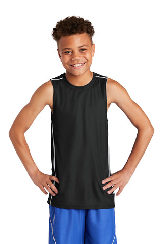 Sport-Tek Youth PosiCharge Mesh Reversible Sleeveless Tee (Black)