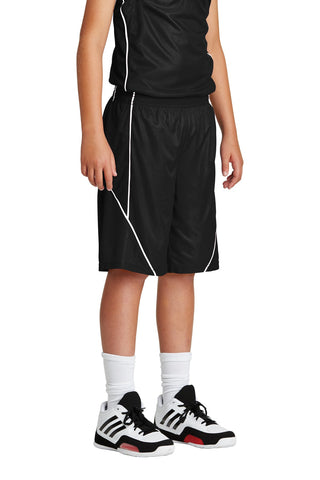 Sport-Tek Youth PosiCharge Mesh Reversible Spliced Short (Black)