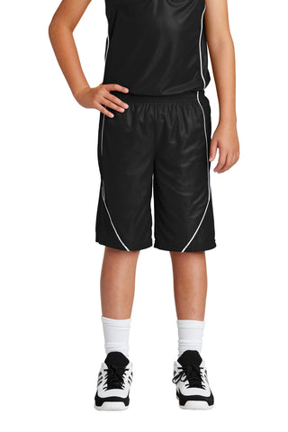 Sport-Tek Youth PosiCharge Mesh Reversible Spliced Short (Black)