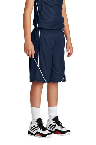 Sport-Tek Youth PosiCharge Mesh Reversible Spliced Short (True Navy)