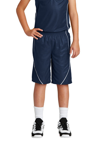 Sport-Tek Youth PosiCharge Mesh Reversible Spliced Short (True Navy)